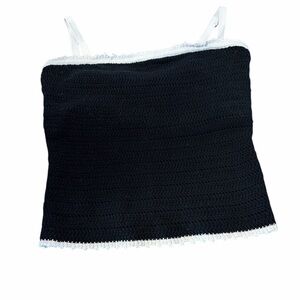 Abercrombie & Fitch Crochet Tube Top with removable strap. Black/white Small
